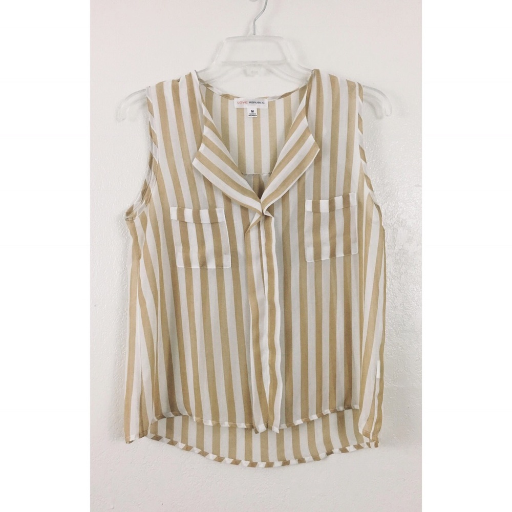 Love Republic Ruffled High Low Hem Stripe Top
